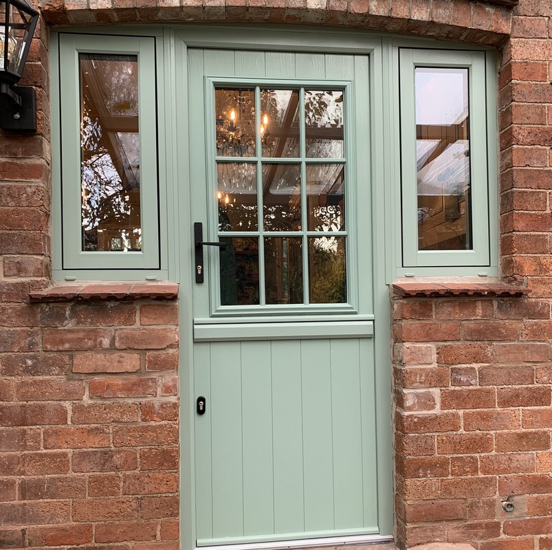 Entrance doors in Derby and Burton in Chartwell green finish